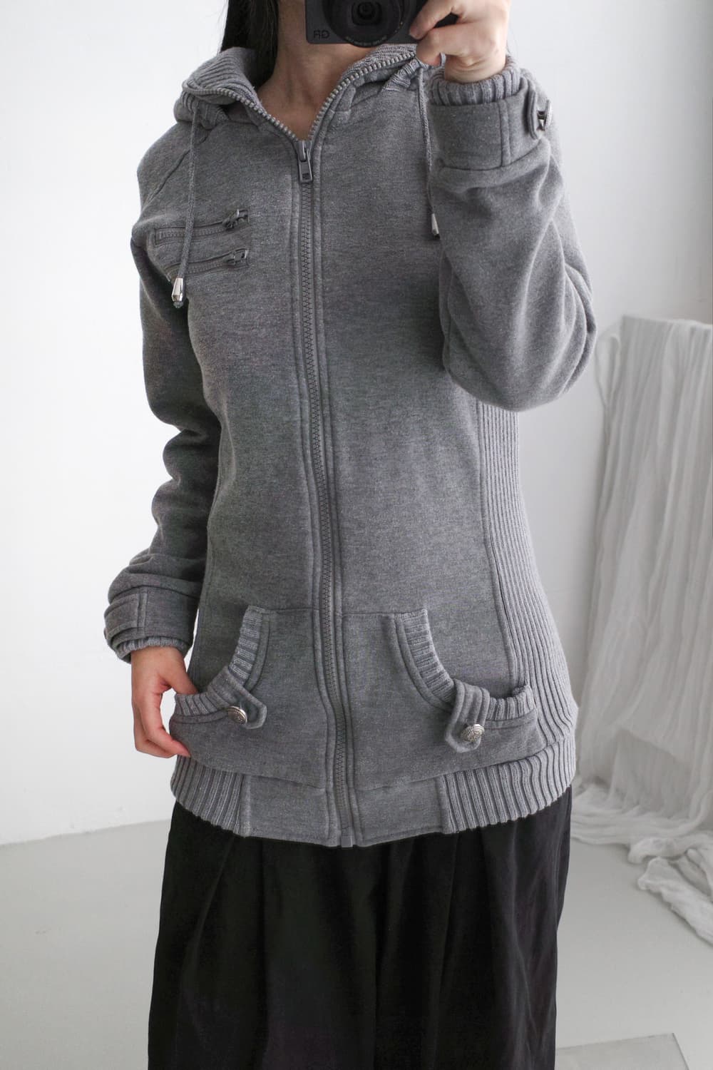 snap long hood zip-up  상품이미지6