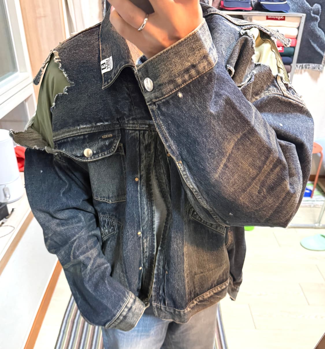 미하라야스히로 레이어드 봄버 데님 자켓 상품이미지1