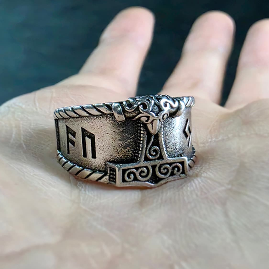 Vorn 실버 남자 엔틱 빈티지 명품 고대 룬 바이킹 반지 상품이미지5