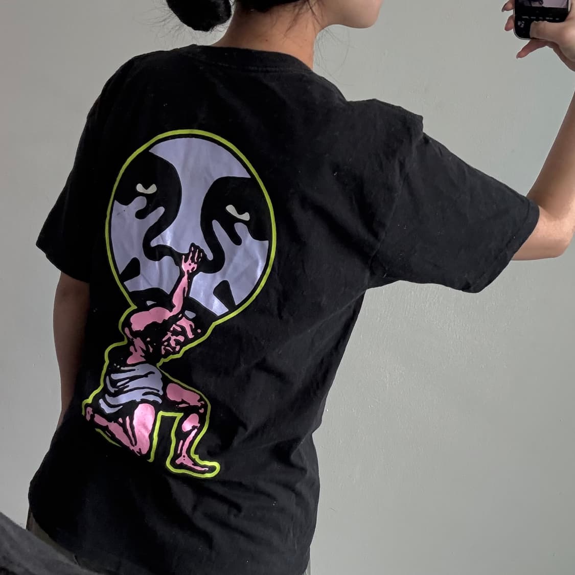 [L] 오베이 블랙 반팔 티셔츠 상품이미지3