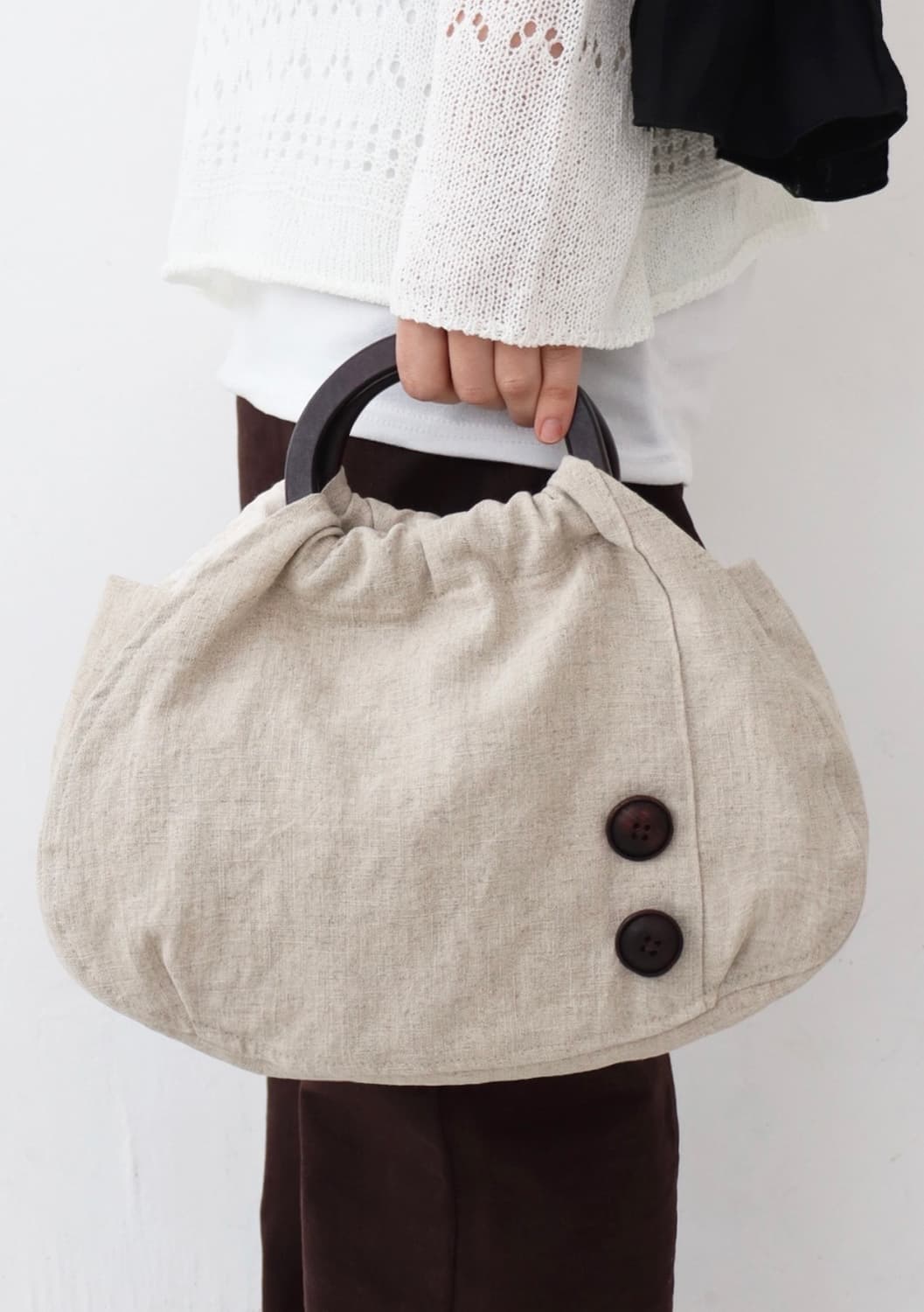 humoo 아티잔 무드 단추 포켓 가방 상품이미지1