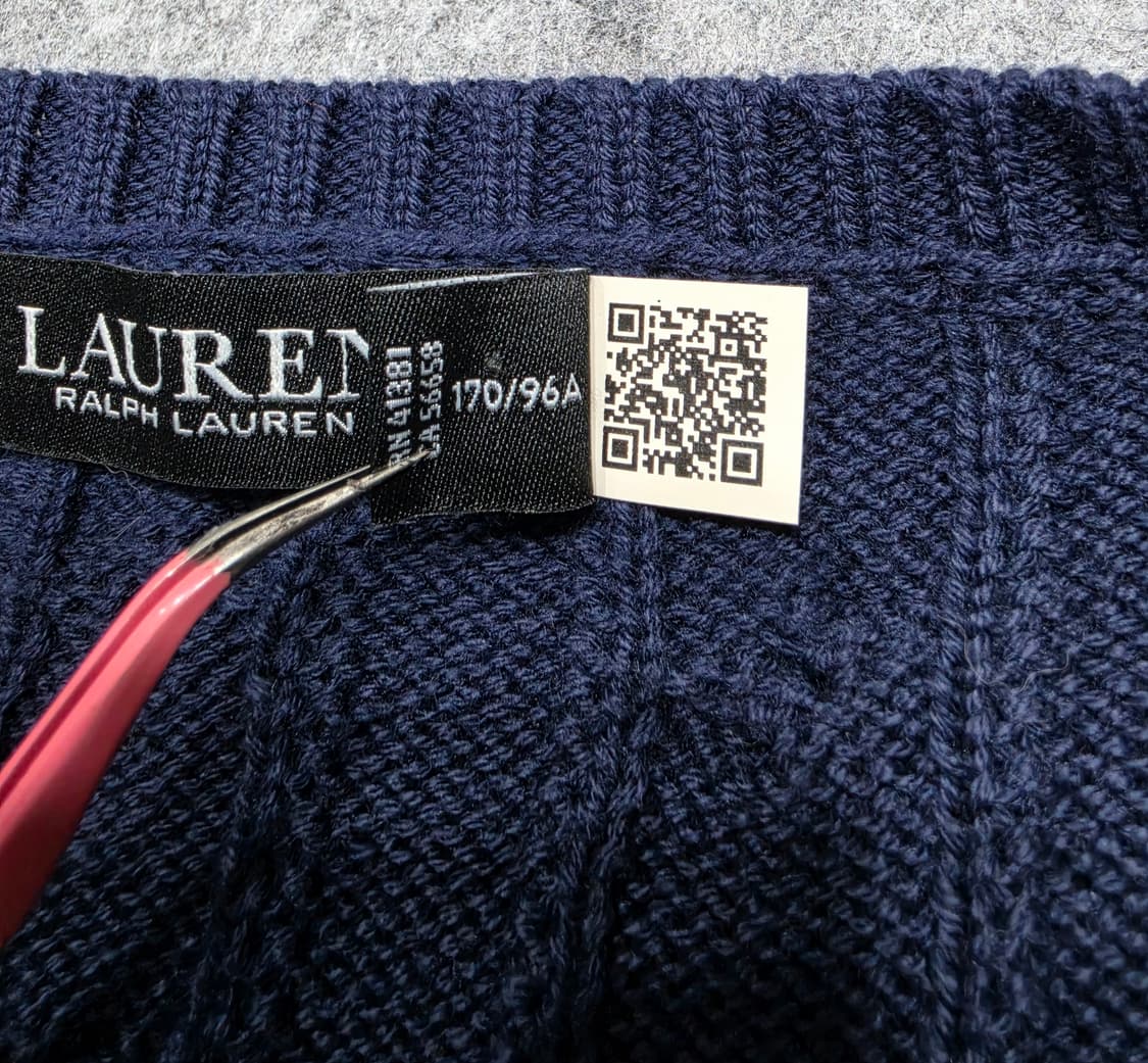 로렌 랄프로렌 금장 버튼 트림 케이블 니트 스웨터 L 큐알택 상품이미지6