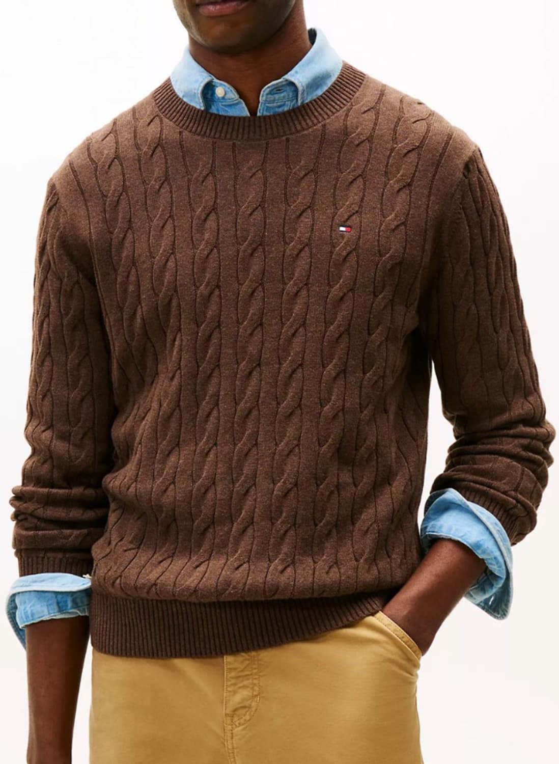 타미힐피거 남성 크루넥 케이블 니트 L 상품이미지1