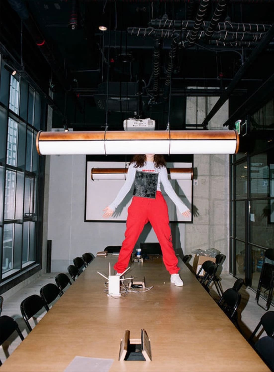 MSCHF 미스치프 텐셀 롱슬리브 라벤더블루레드로고긴팔티셔츠라운드넥나일론 상품이미지8