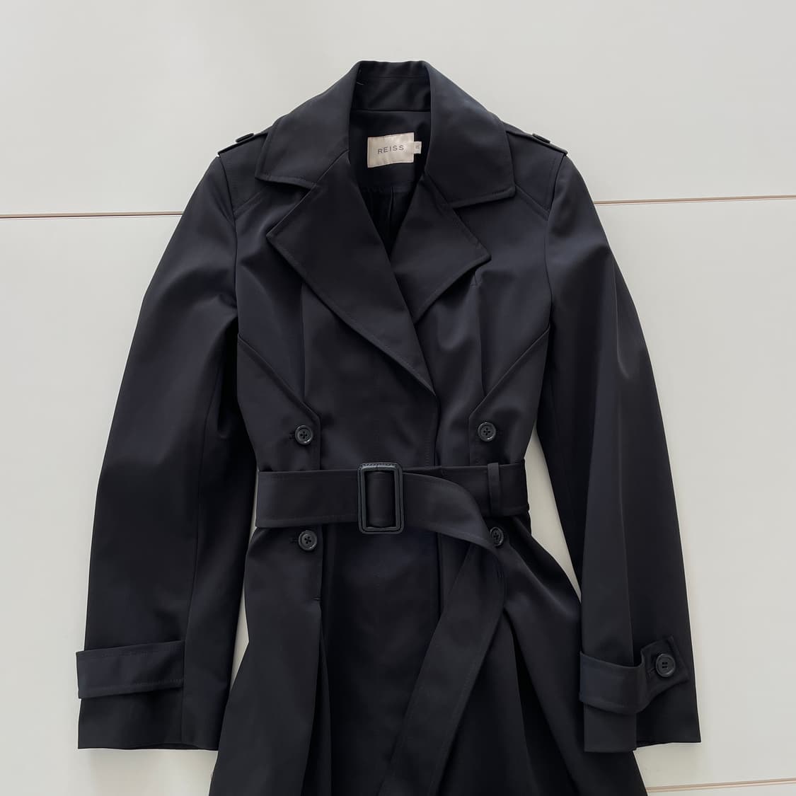 REISS 리스 여성S 벨티드 블랙 트렌치 코트 상품이미지1