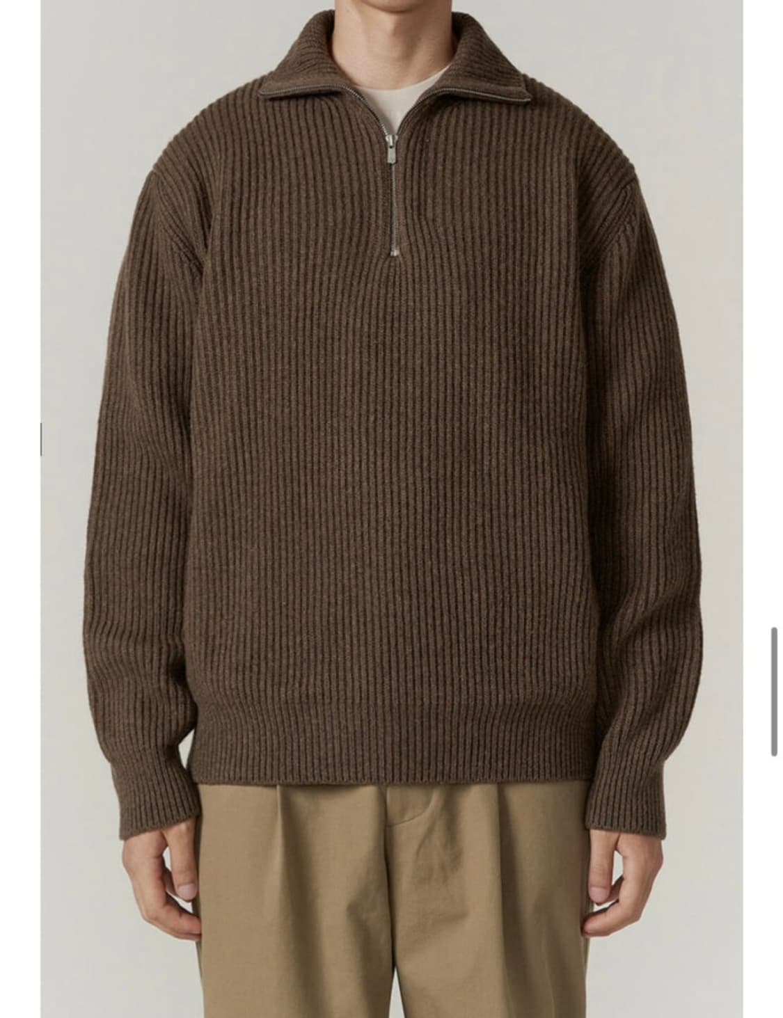 새상품 단종 인더로우 하프집업 니트 브라운멜란지 상품이미지3