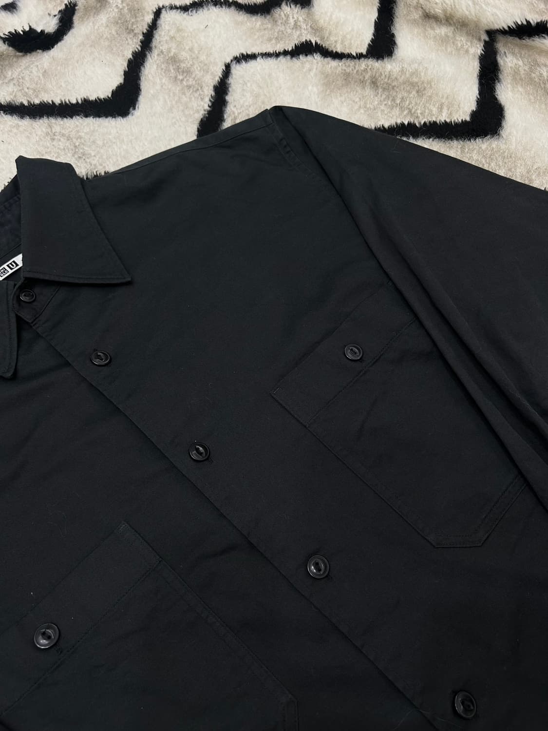 [XL]유니클로U 오버핏 코튼 투포켓 워크 셔츠/블랙 상품이미지1