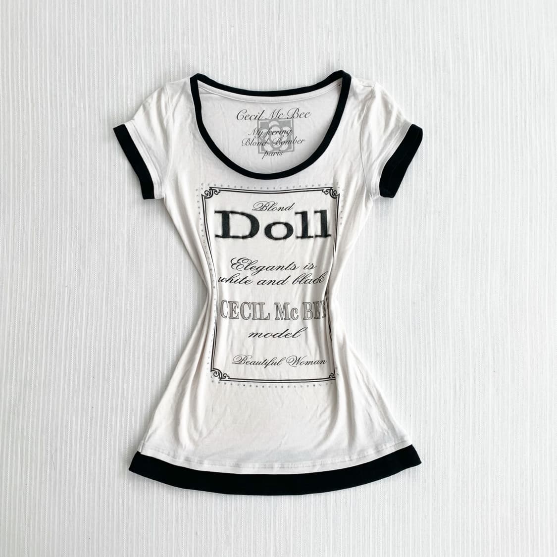 Cecil Mcbee ♥ 세실맥비 레터링 큐빅 딱붙탑 상품이미지1