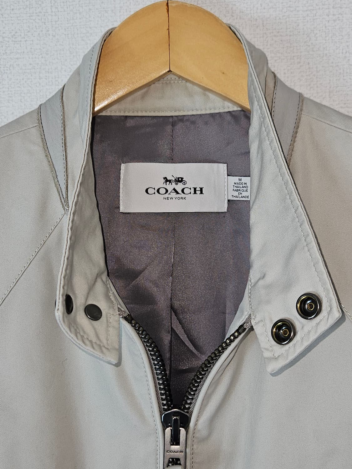 코치 옴므 해링턴 가죽패치 봄버자켓 블루종 바라쿠타 M 일본판 정품 상품이미지4