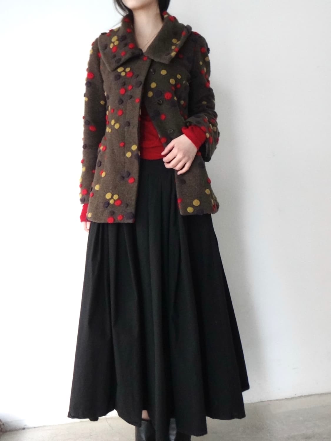 Pom pom trimming coat / khaki 상품이미지7