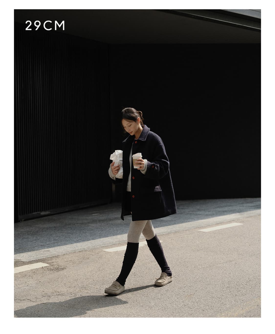 URAGO 유라고 29에디션 알파카 하프 코트 네이비 게드 파사드패턴 상품이미지2