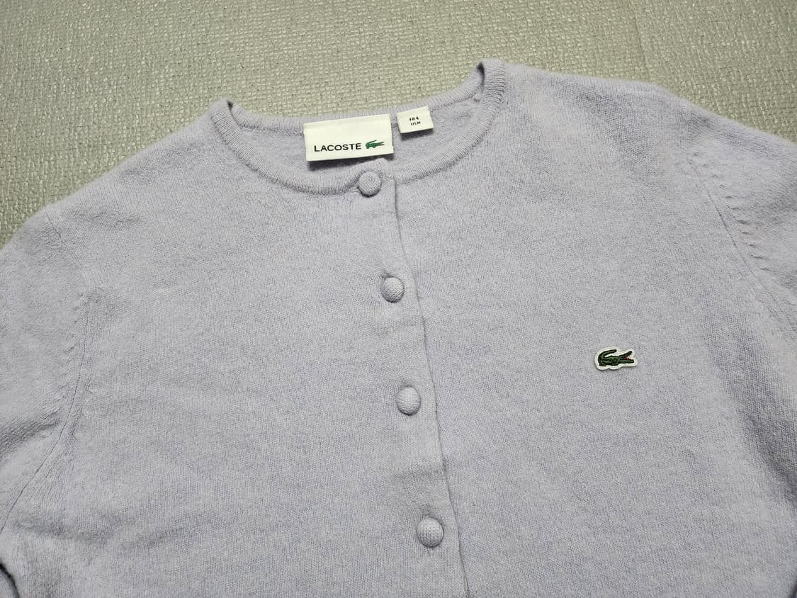 라코스테 라운드넥 울 가디건 연보라 상품이미지2