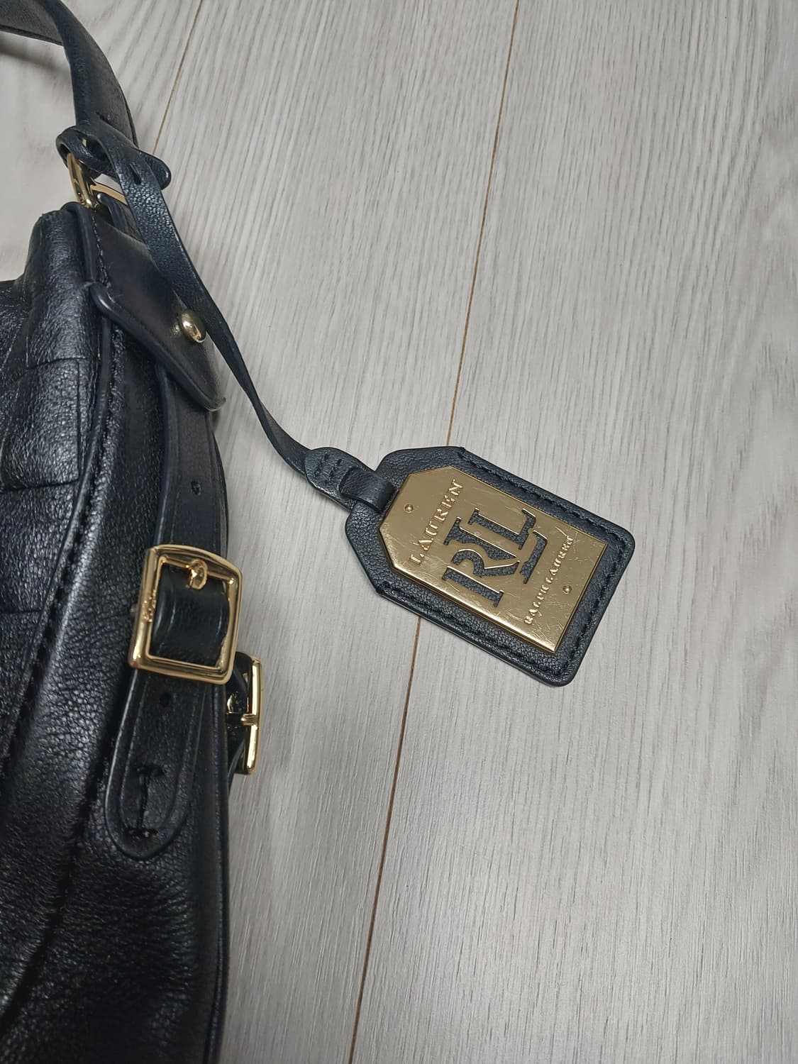 로렌랄프로렌 블랙 레더 숄더백 상품이미지3