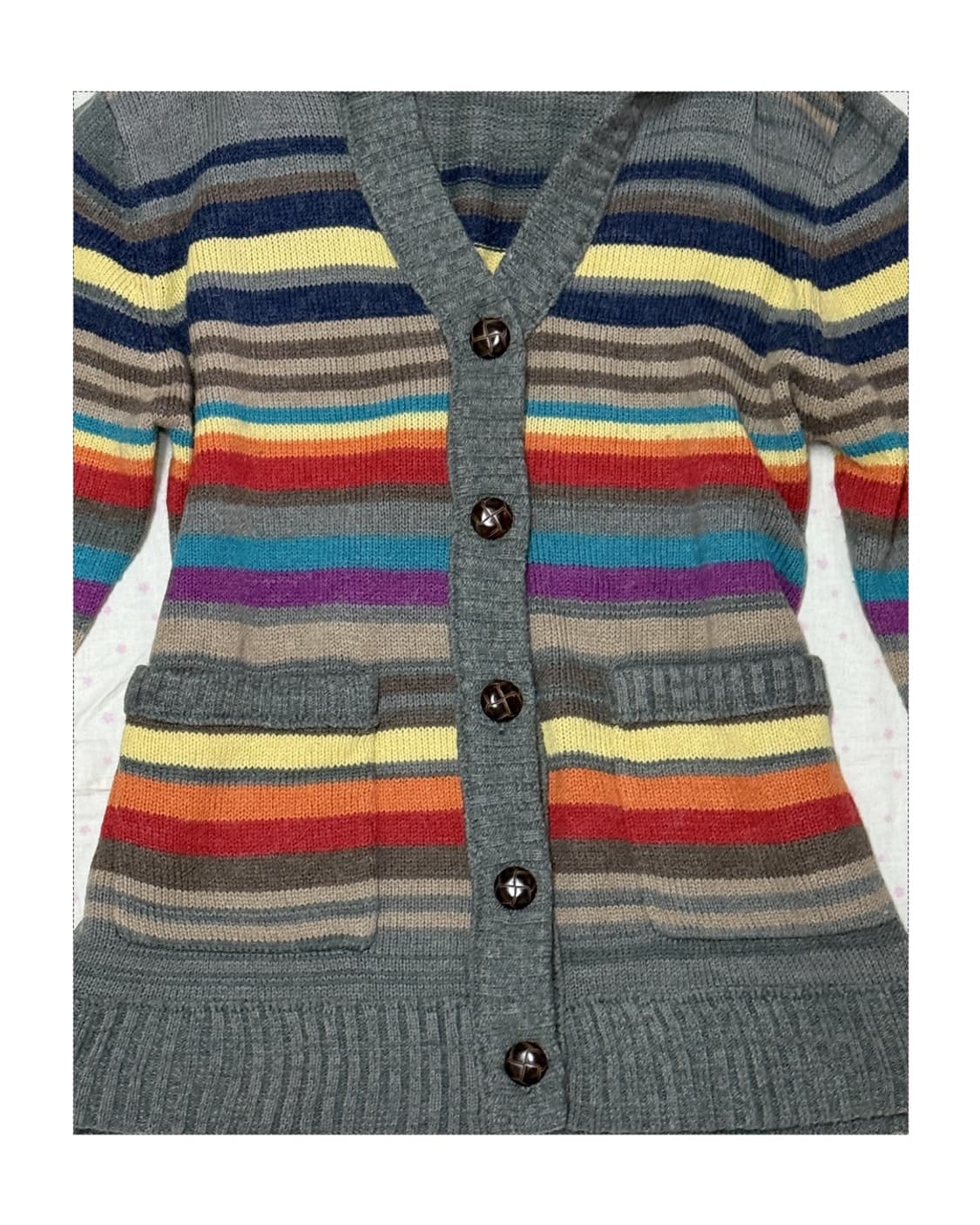 하구미 무지개 메론빵 후드 니트 가디건 상품이미지2