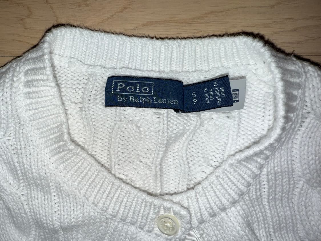 폴로 랄프로렌 여성 케이블 니트 코튼 크루넥 가디건 S / 화이트 상품이미지3
