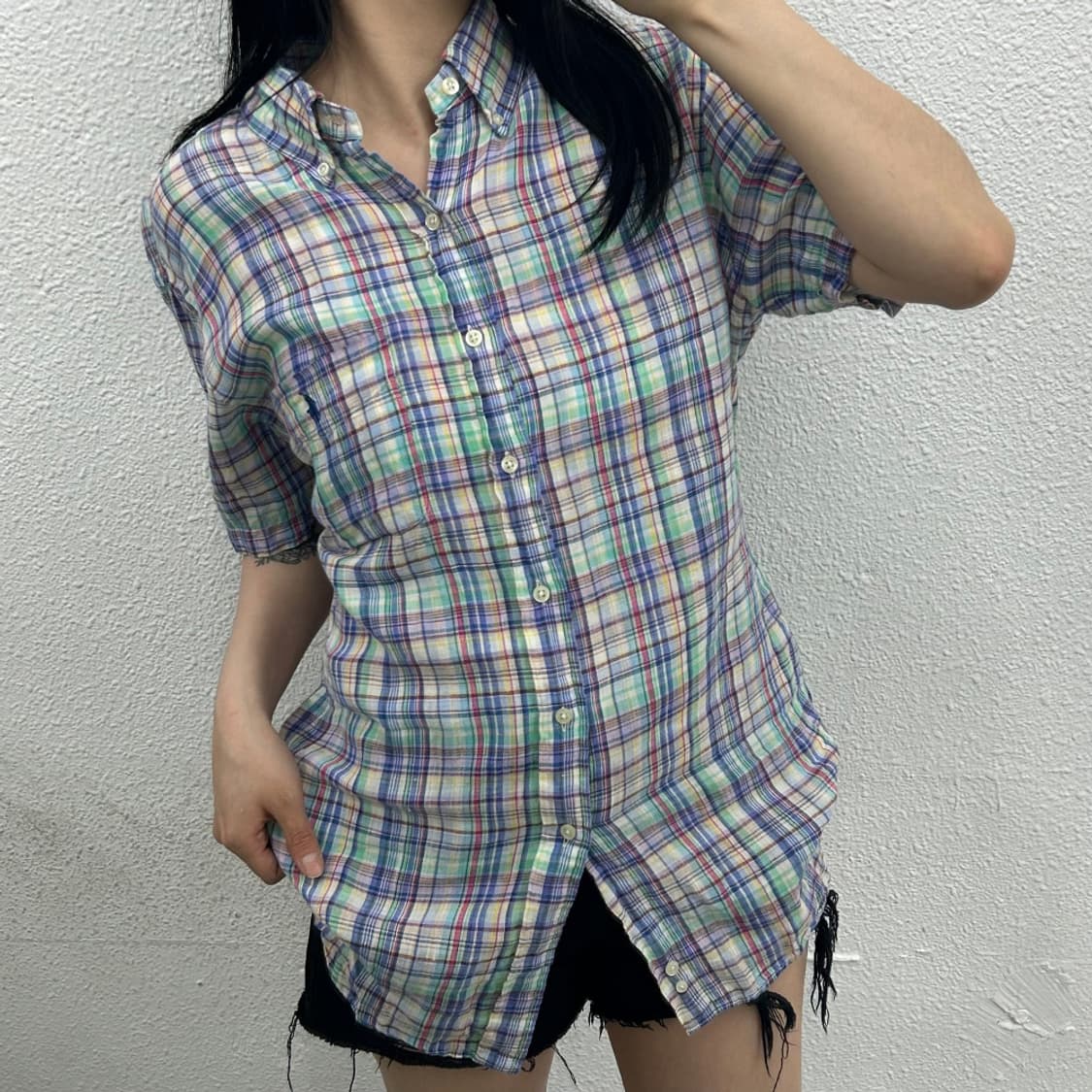 폴로 랄프로렌 네이비포니 린넨 셔츠 L 상품이미지1