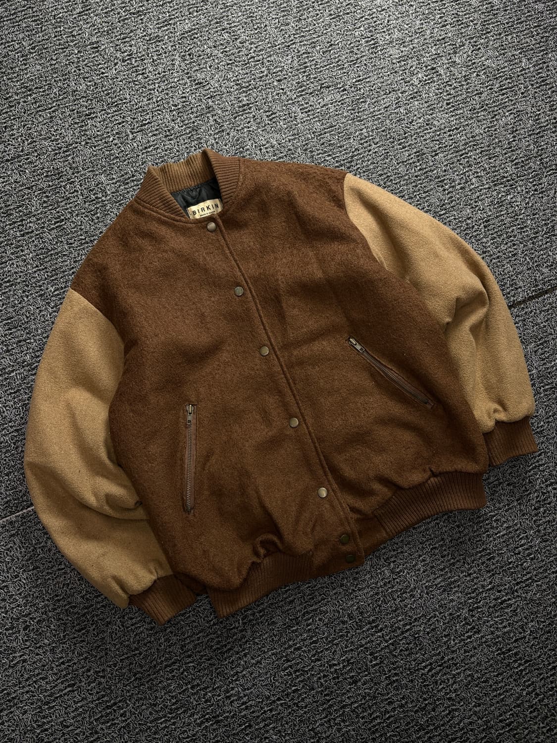 Birkin 빈티지 모직 바시티 자켓 브라운 1629 상품이미지1