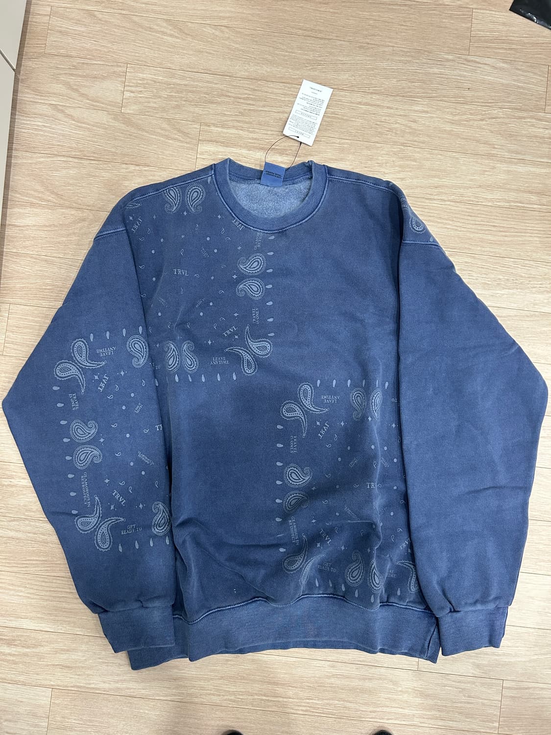 트래블 페이즐리 블루 맨투맨 티셔츠 XL 상품이미지3