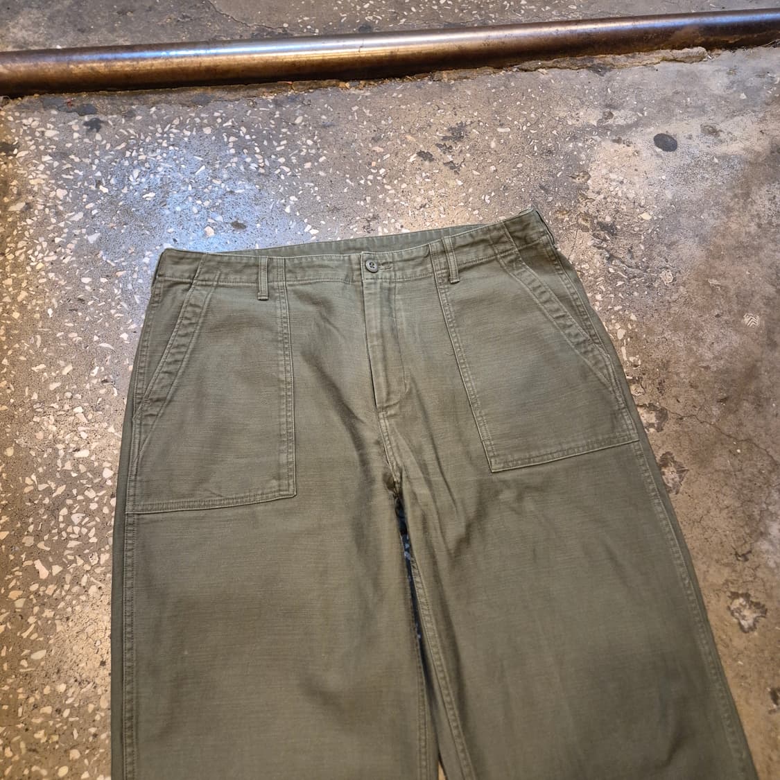 38인치 무신사 카키 새미와이드핏 면바지  상품이미지4