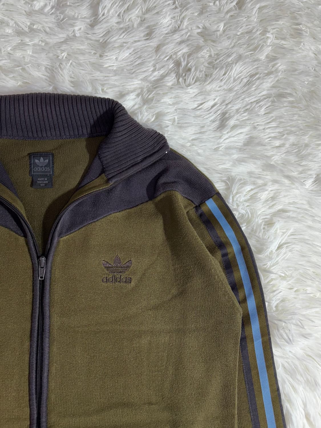 아디다스 카키 삼선 니트집업  상품이미지8