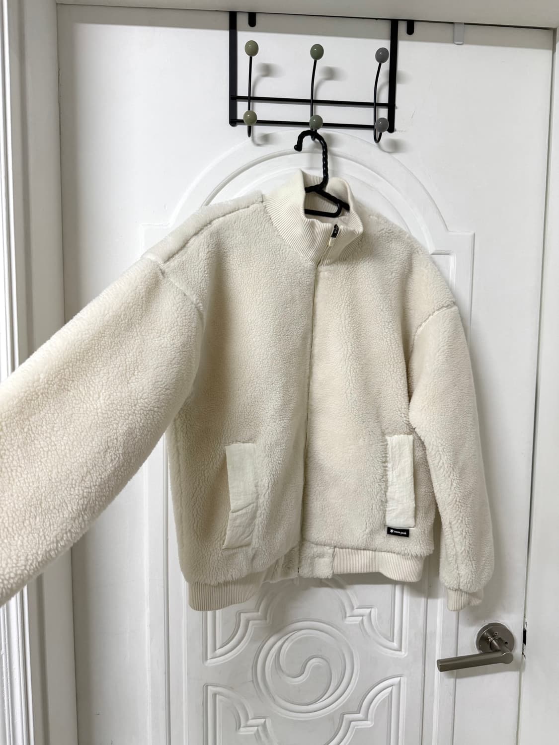 90사이즈 여성 스노우피크 뽀글이 후리스 집업 크림색 상품이미지2