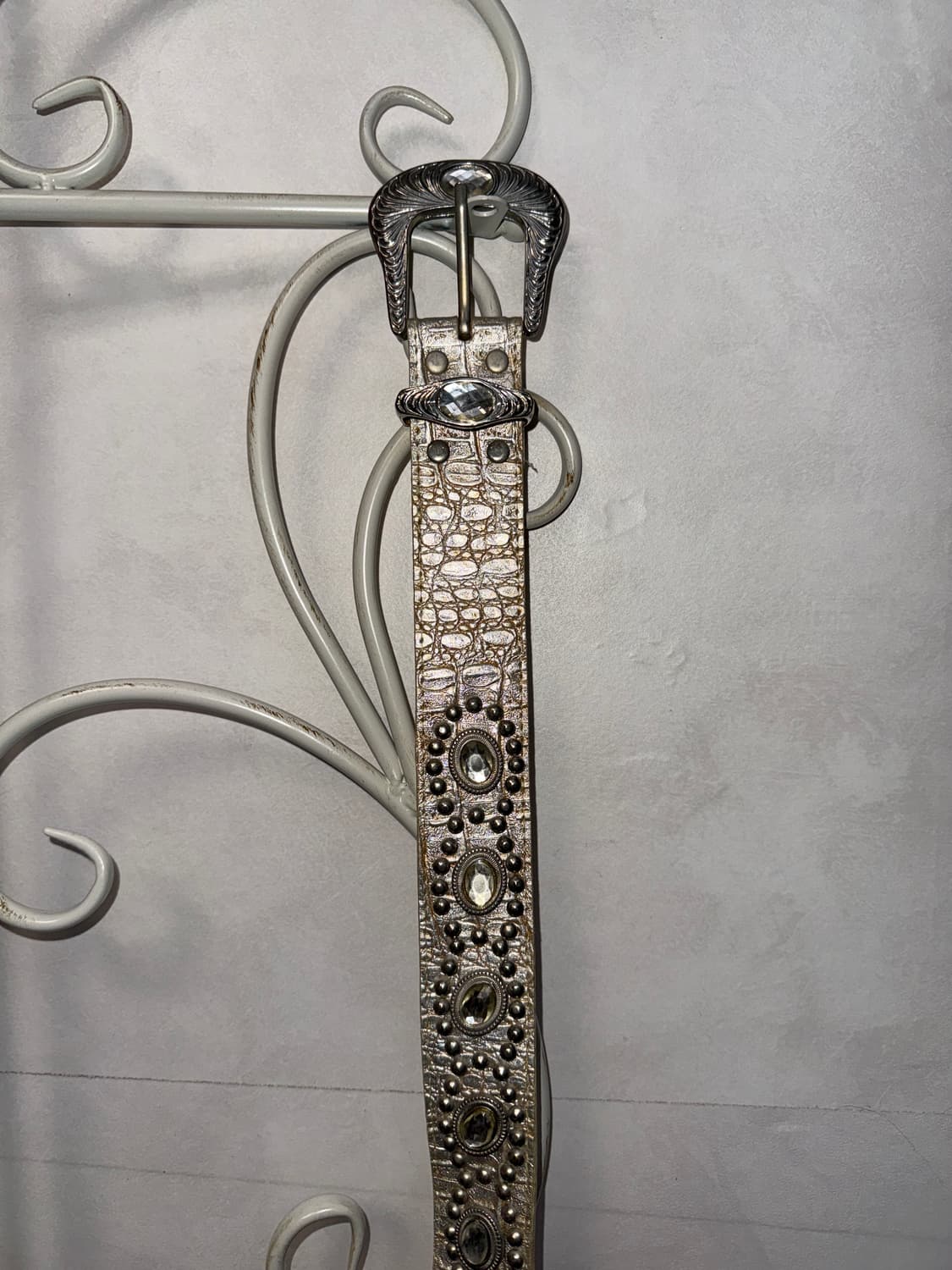 Silver python cubic stud buckle belt 상품이미지5