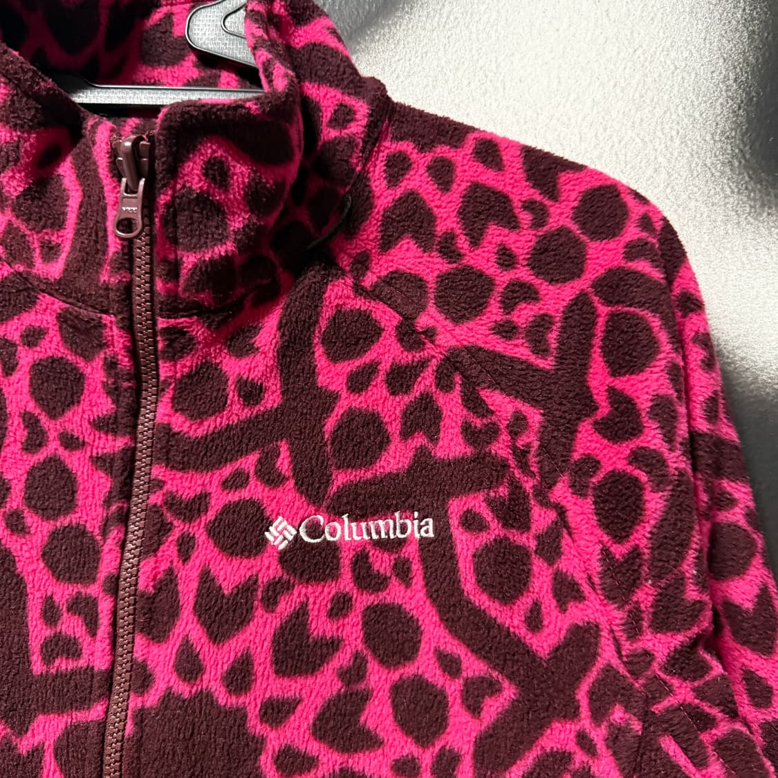 컬럼비아 핫핑크 레오파드 패턴 투웨이 플리스 자켓 상품이미지3
