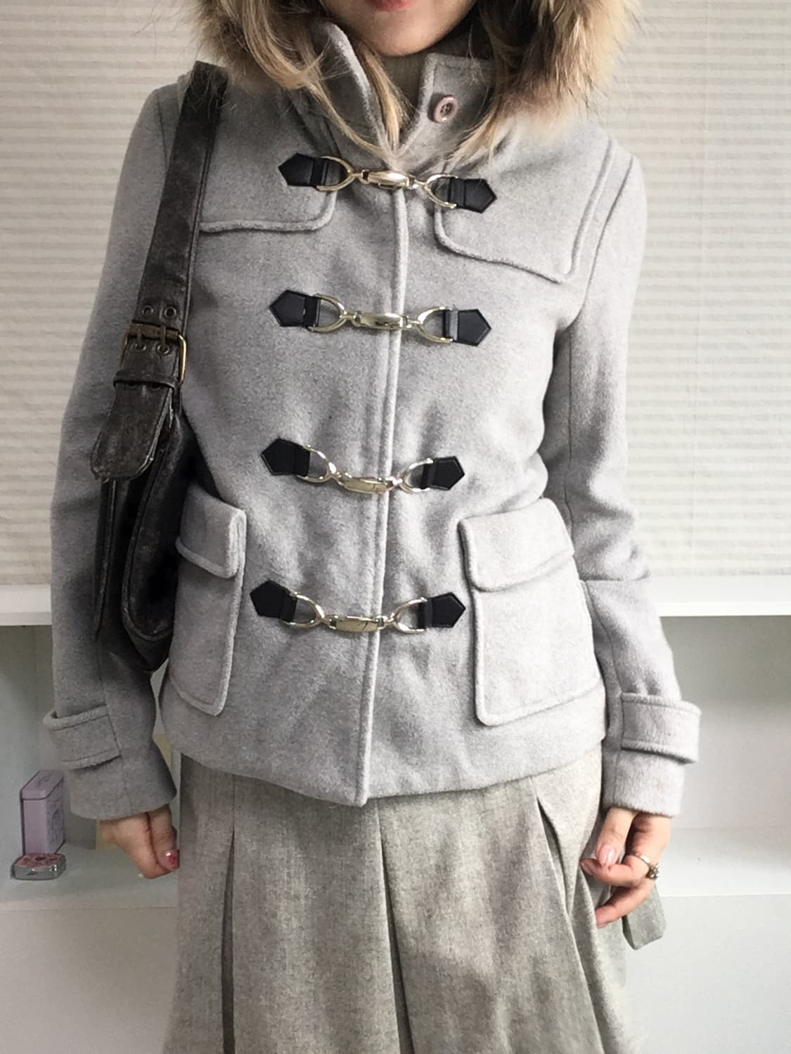 cecil mcbee sora gray fur duffle half co 상품이미지6