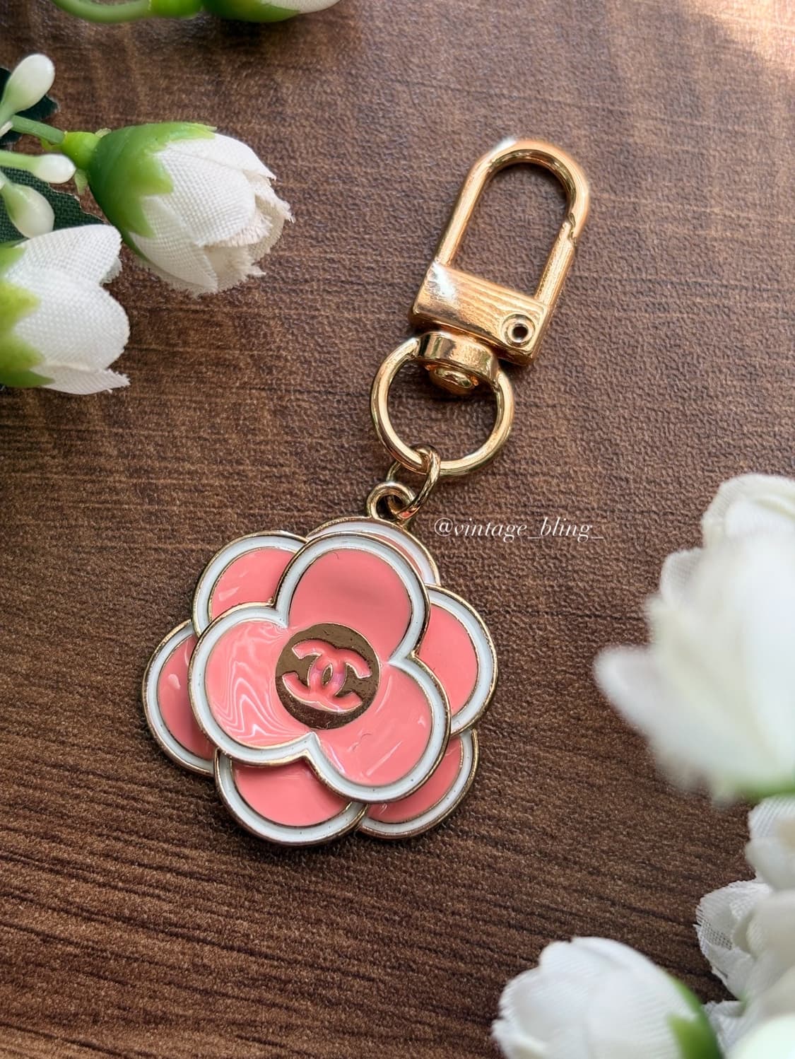 [SALE] 샤넬 까멜리아 플라워 핑크골드 키링 상품이미지2