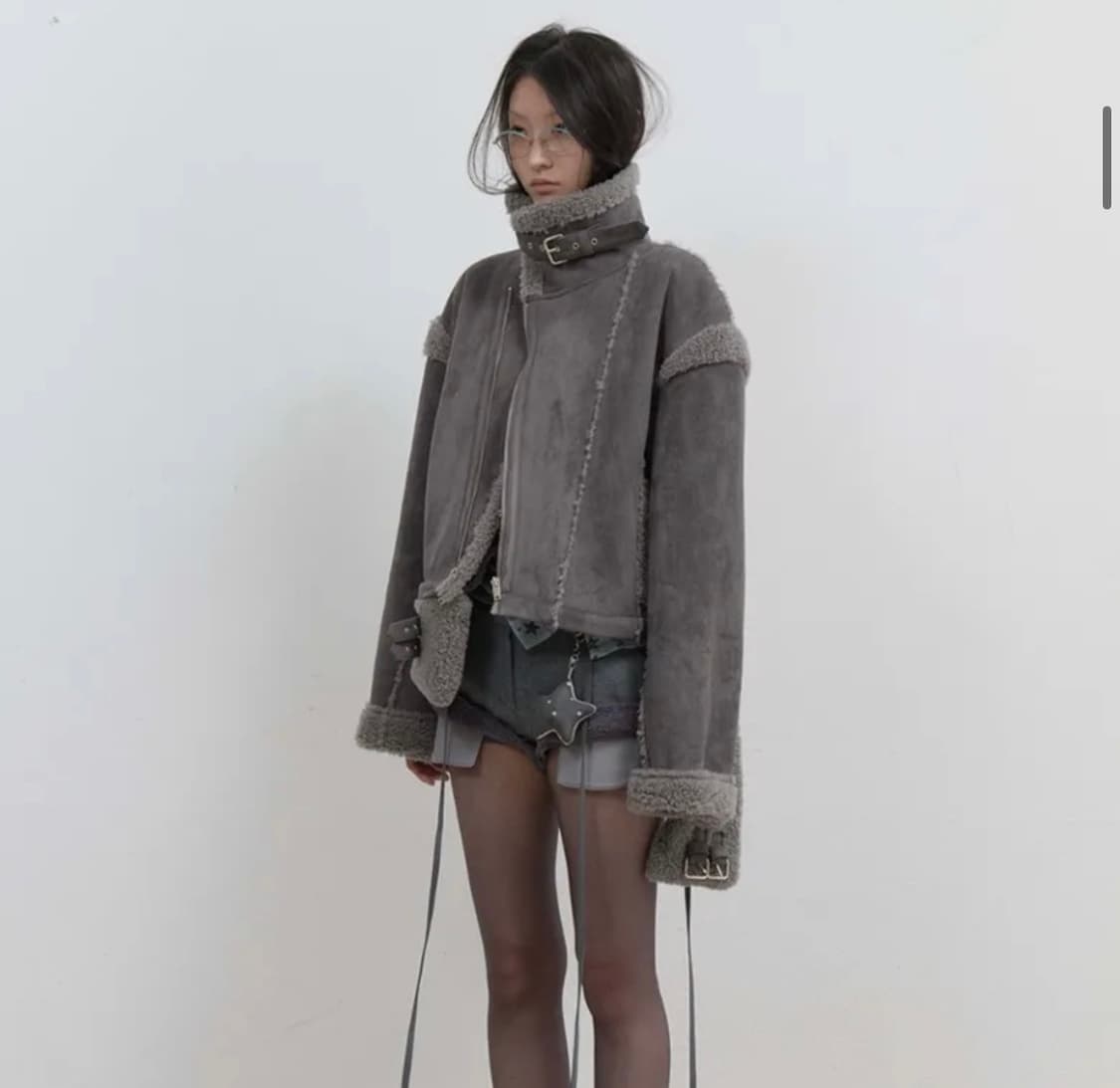 (새상품)Detachable 퍼 시어링 자켓 차코랄 상품이미지2