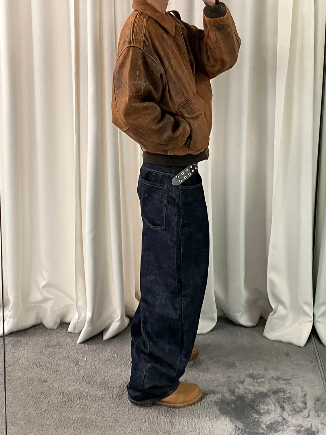 아비렉스 브라운 A-2 레더 봄버 자켓 M 상품이미지10