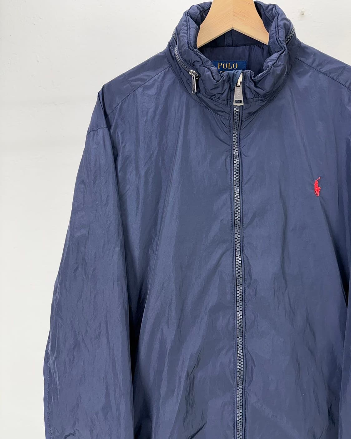 폴로 랄프로렌 네이비 히든후디 레드포니 폴리 블락 봄버 자켓 상품이미지2
