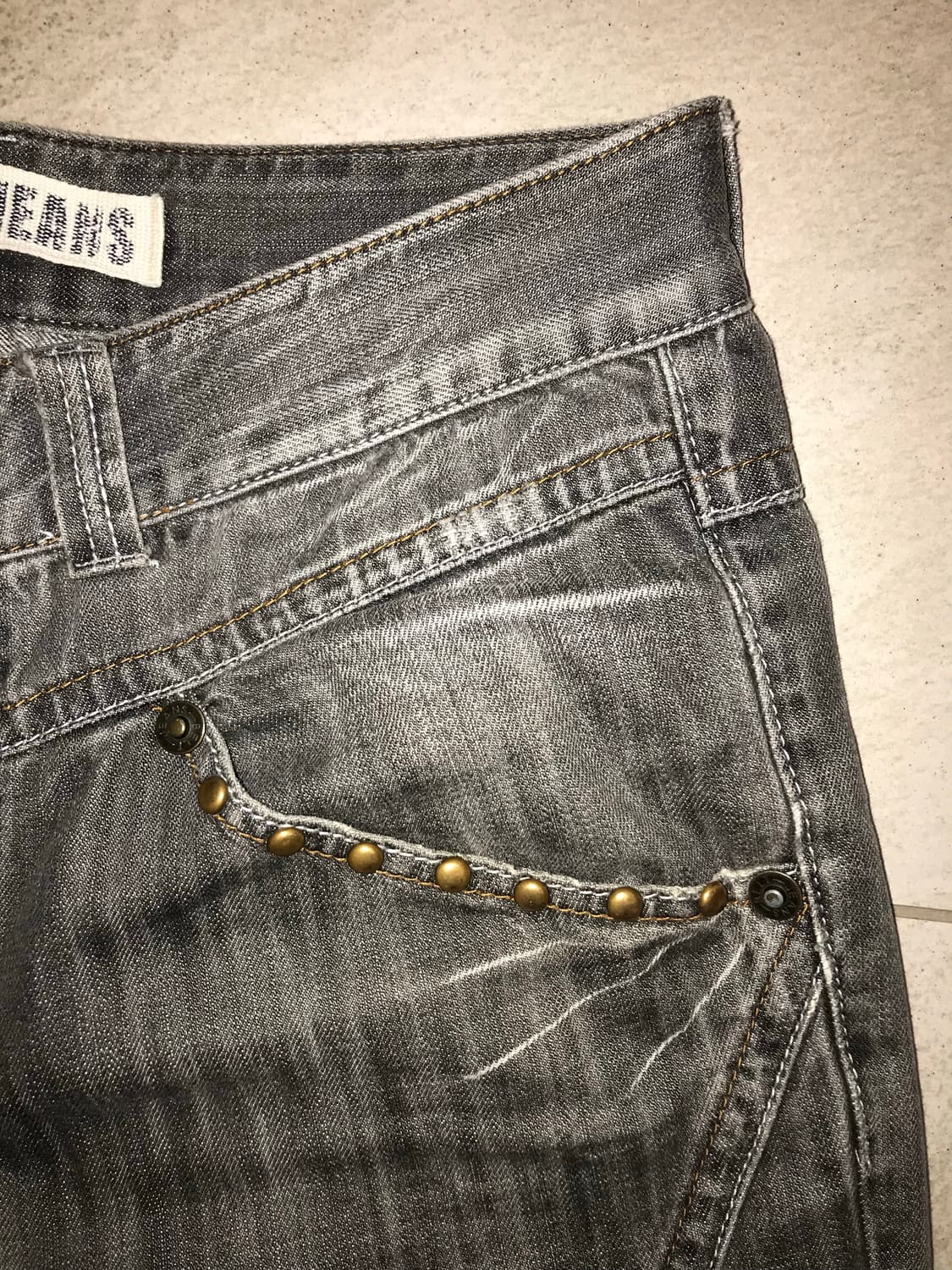 빈티지 스터드 흑청 워싱 진 상품이미지2