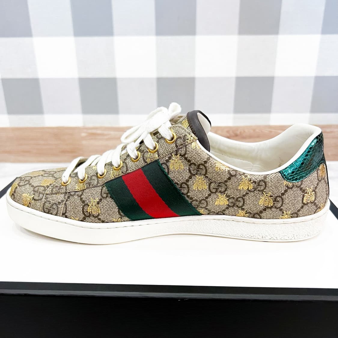 [UK8.5] 구찌 GG 에이스 수프림 꿀벌 스니커즈 상품이미지4
