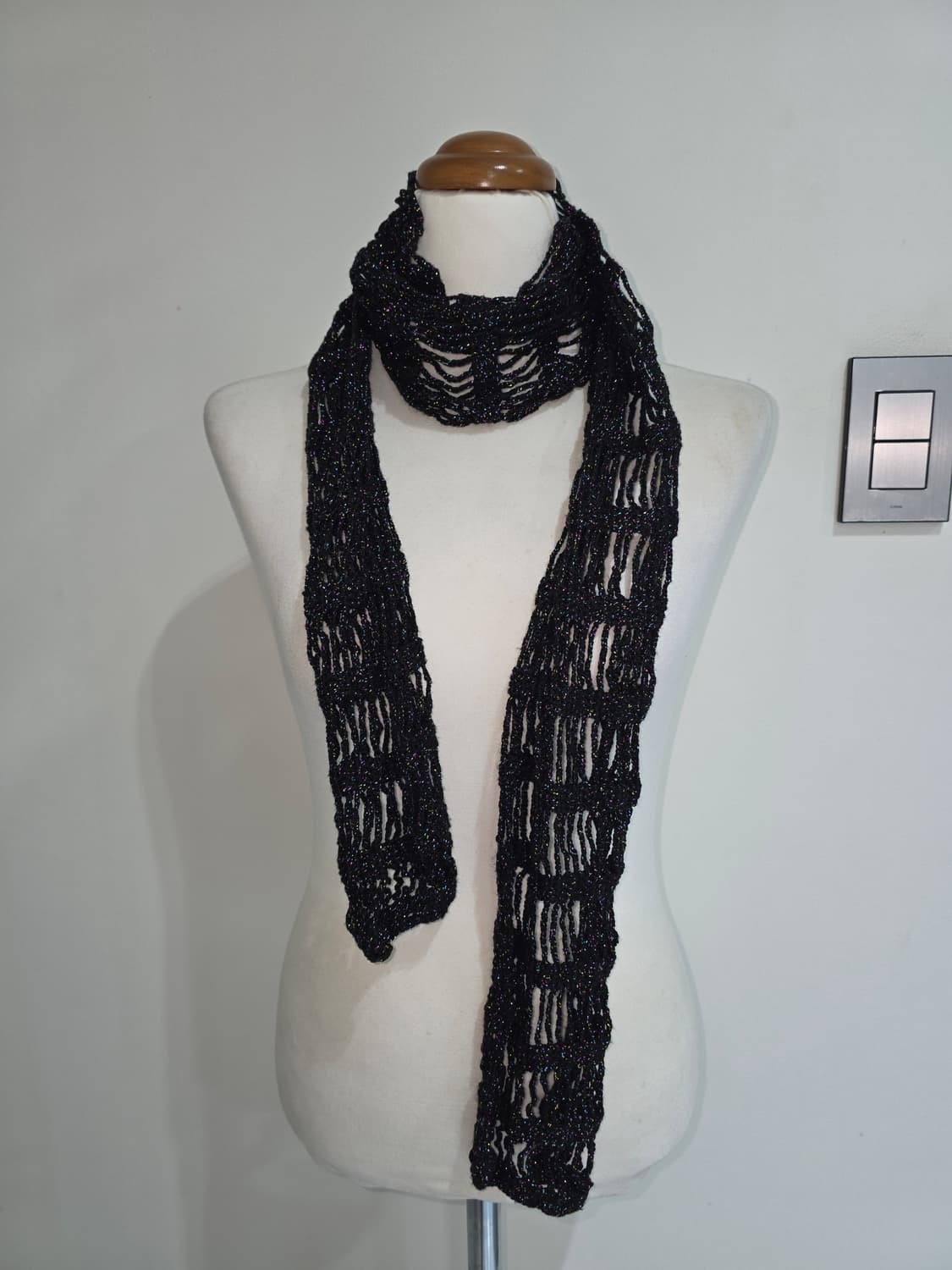 일본빈티지)블랙 y2k 오네갸루 글리터 모리걸 니트그물망 머플러목도리 상품이미지1