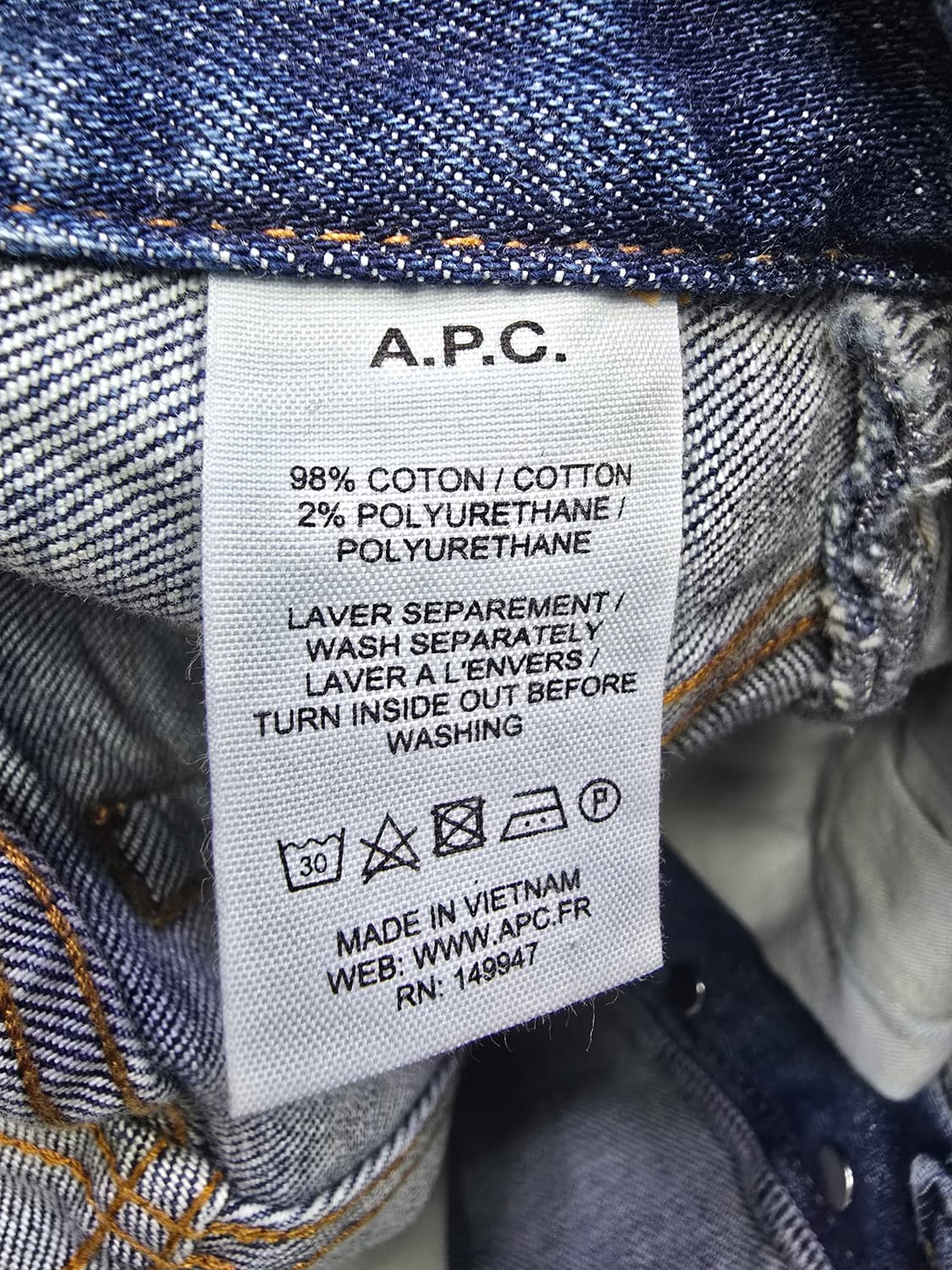 A.P.C 청바지 블루 스트레이트 핏 (2195) 상품이미지4