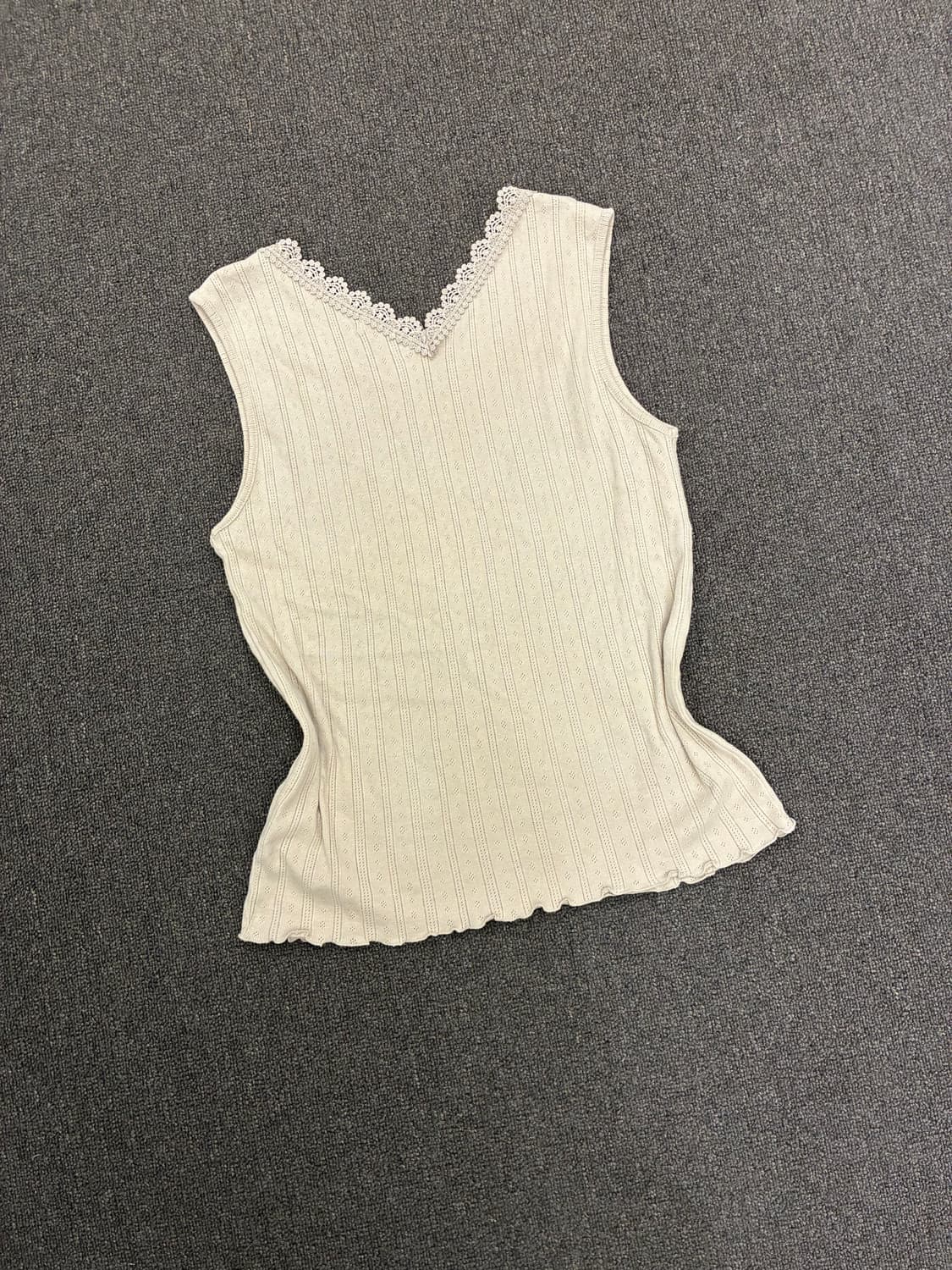 LL)Japanese vintage 여성 레이스 디테일 베이지 나시 상품이미지6