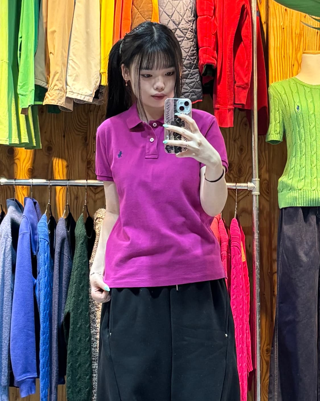 M 폴로랄프로렌 클래식핏 딥퍼플 카라 반팔 상품이미지1