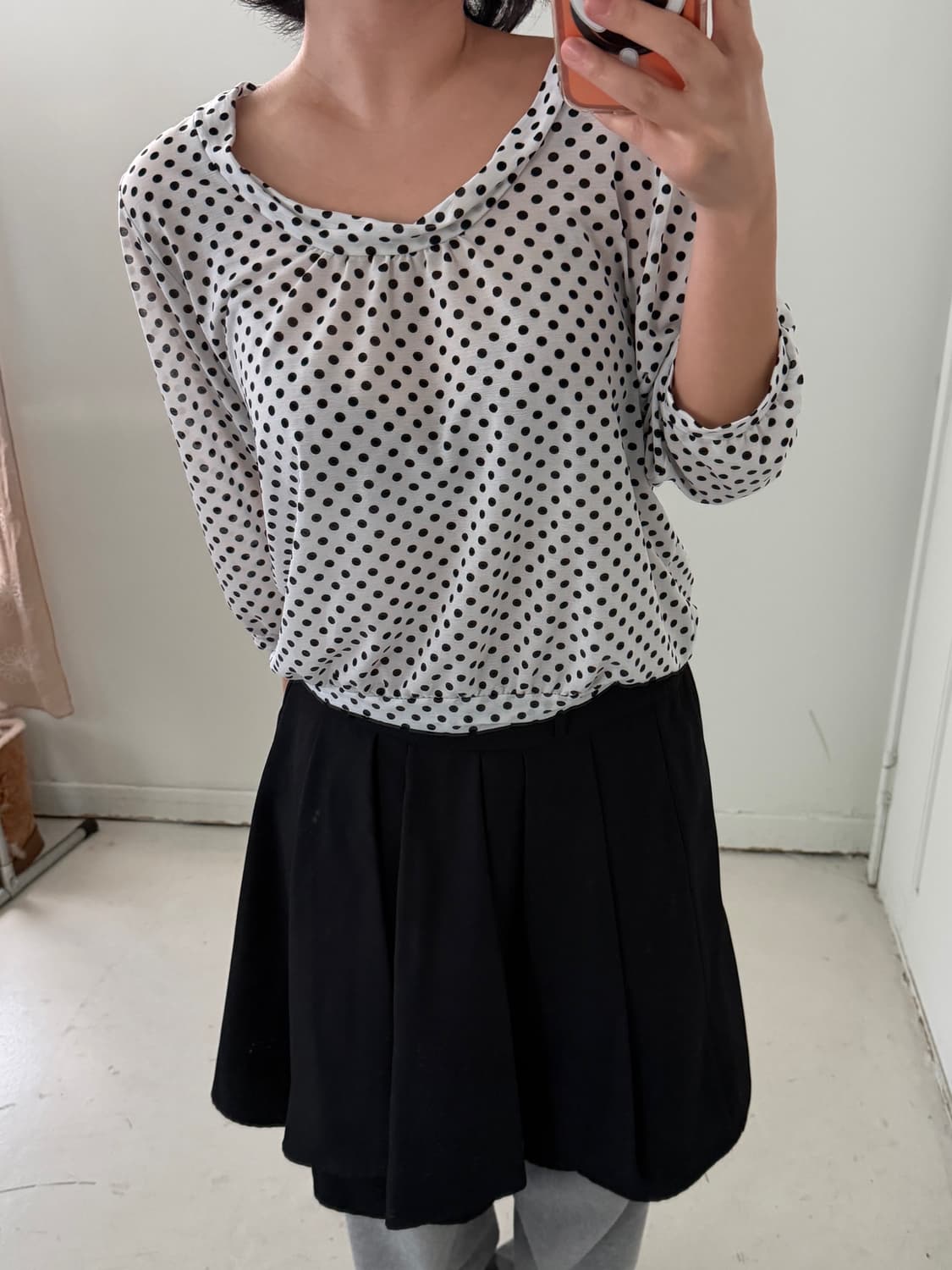 일본빈티지 도트 레이어드 블라우스 상품이미지4