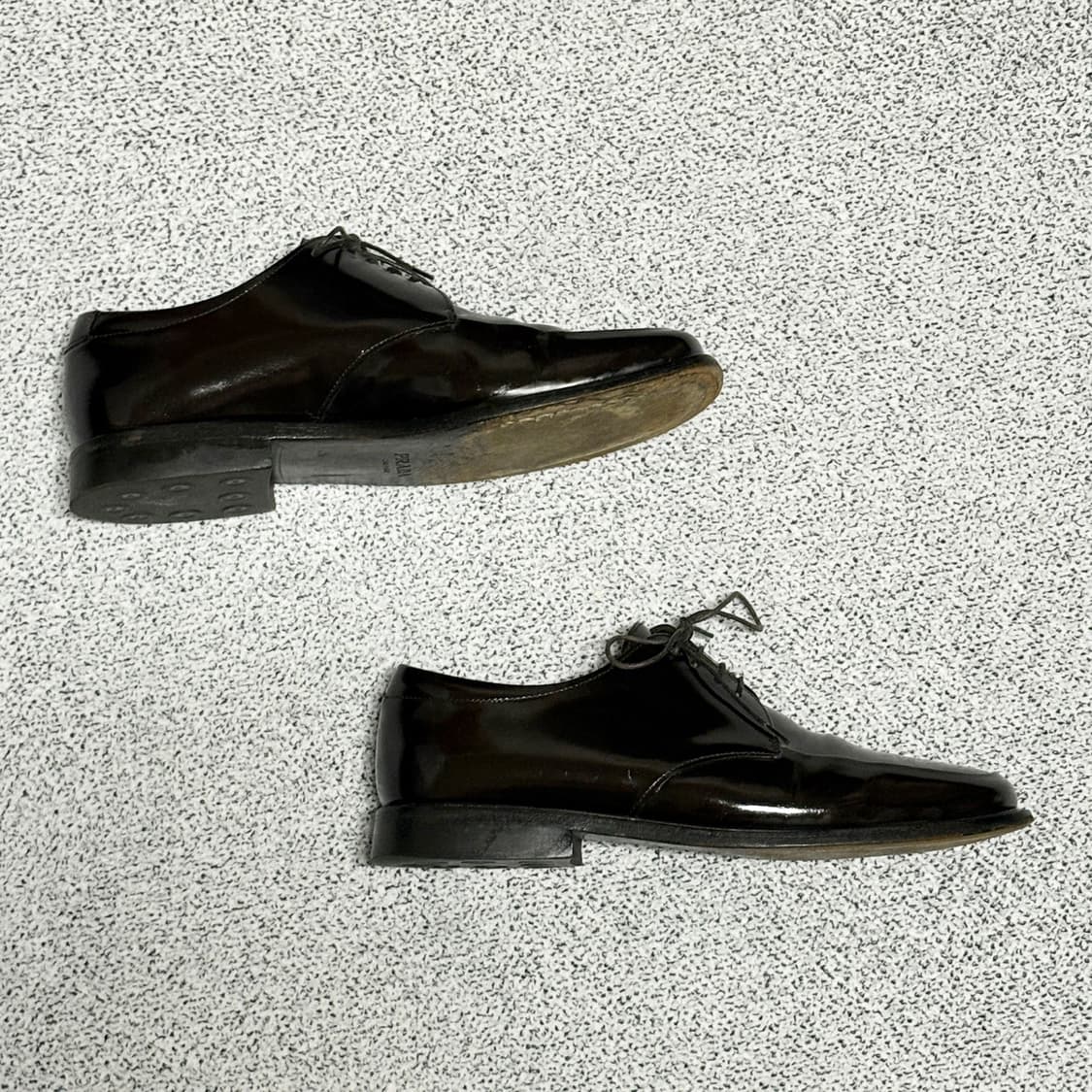 프라다 브라운 레더 스퀘어 토 더비 슈즈 상품이미지4