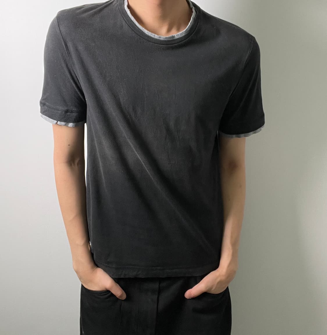 몽클레어 레이어드 배색 크루넥 반팔 티셔츠 S 상품이미지1