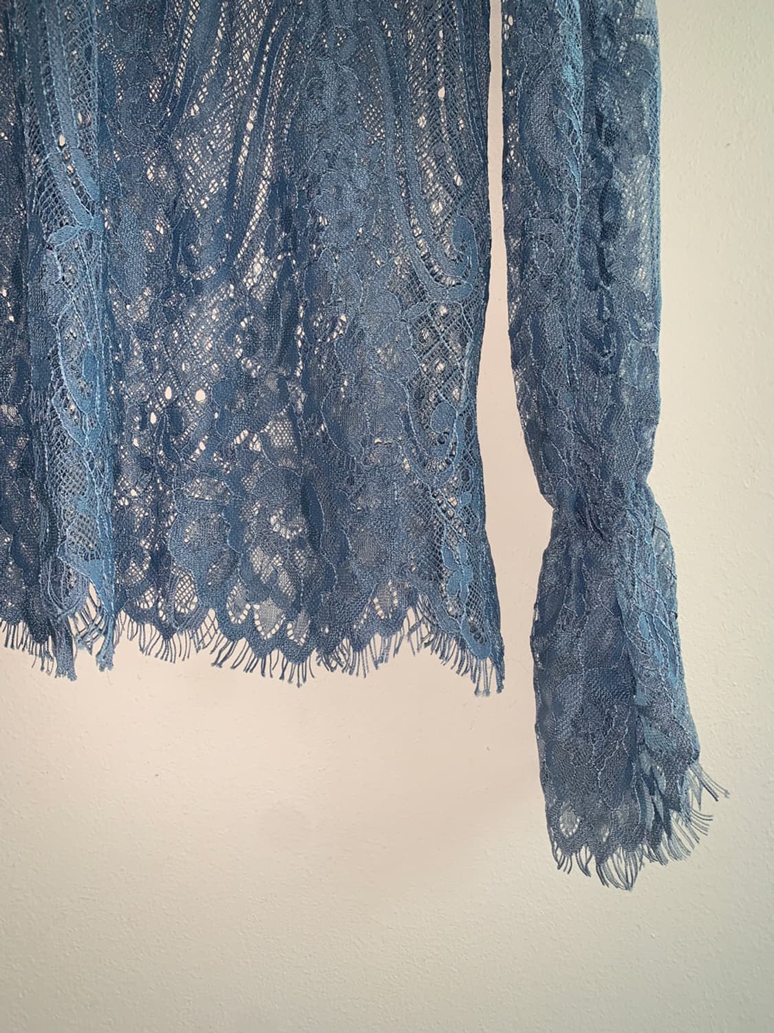 Lace high neck rose blouse(blue) 상품이미지4