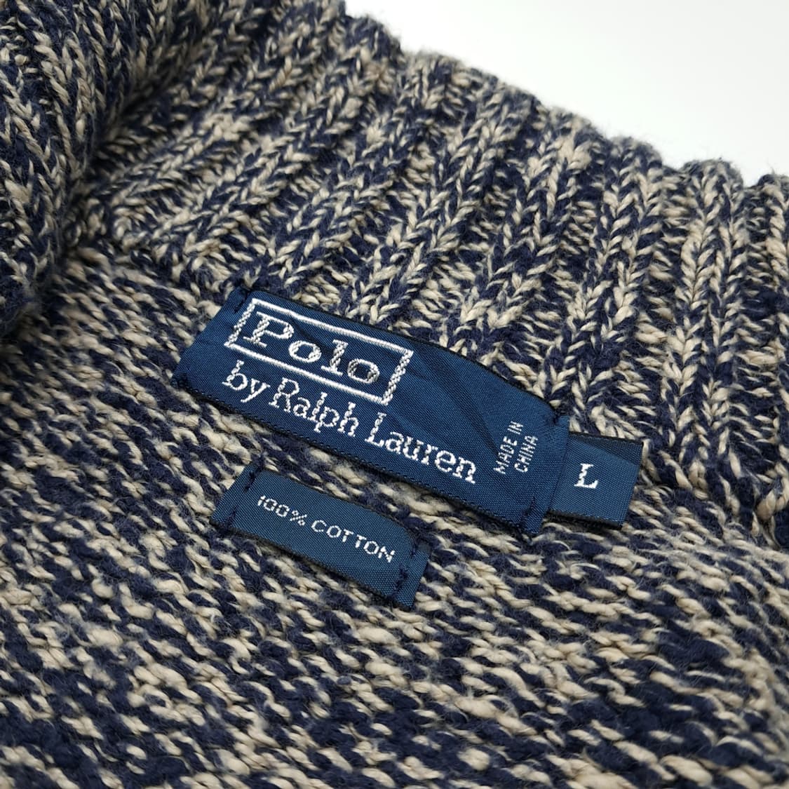 CN996 L 폴로 랄프로렌 네이비 멜란지 하프버튼 긴팔 니트 스웨터 상품이미지4