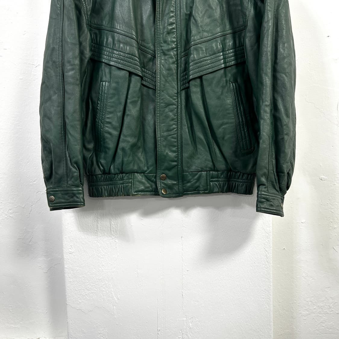 VINTAGE 그린 레더 봄버  상품이미지3
