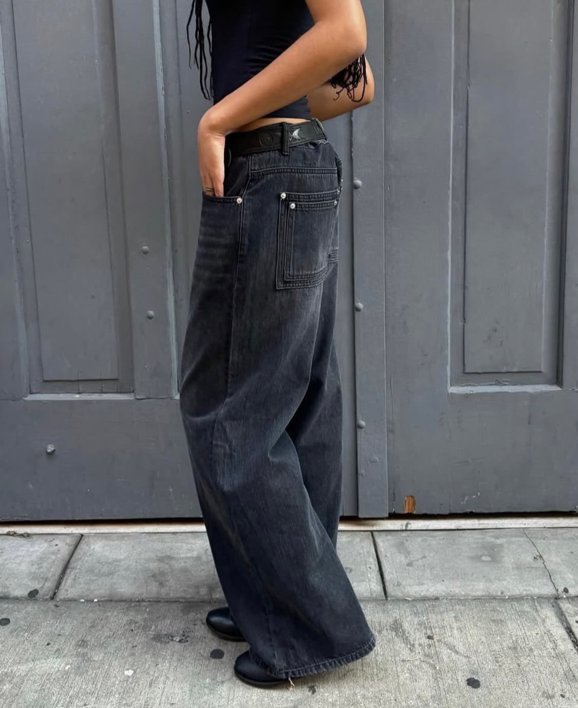 zicmade / 와이드 레그 데님 블랙 / 30 상품이미지5