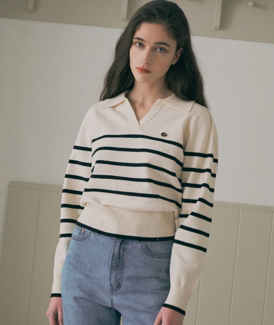 rolarola 로라로라 퍼프슬리브 스트라이프 니트(F) 상품이미지1