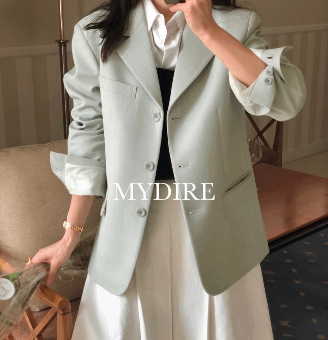 마이디르 포멀 쓰리버튼 클래식 자켓 - Mint 상품이미지1