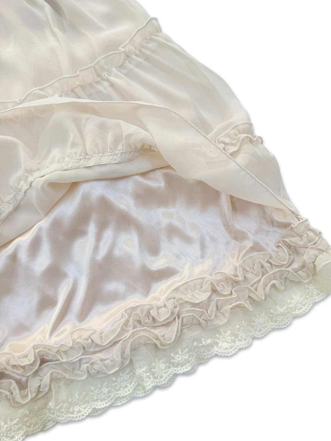 빈티지 Axes Femme 아이보리 프릴 미디 스커트 상품이미지3