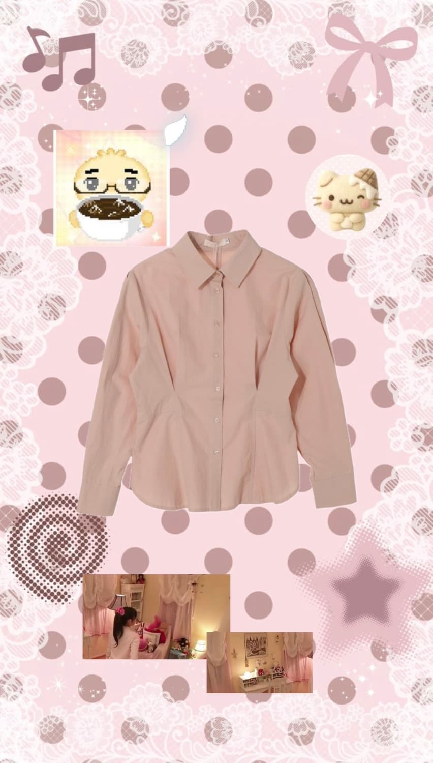 트위 ˚ ༘♡ ·˚ ˚* ੈ✩핀턱 핑크 셔츠 빈티지 블라우스 상품이미지1