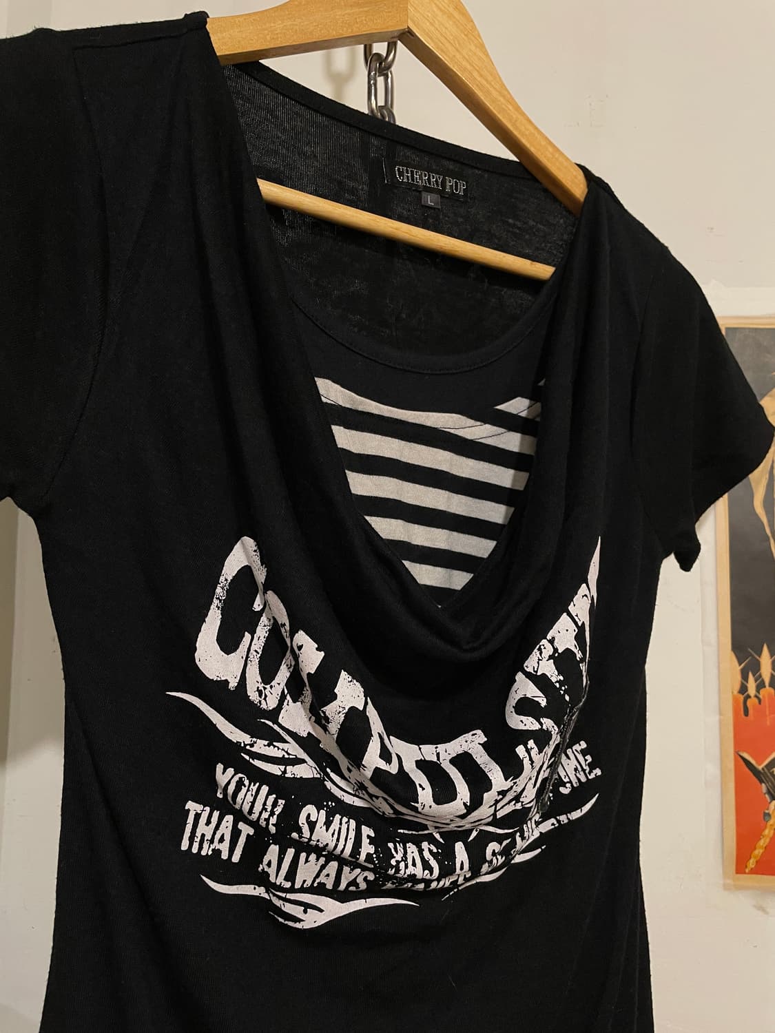 스트라이프 패턴 레이어드 프린팅 반팔 원피스 펑크 상품이미지2